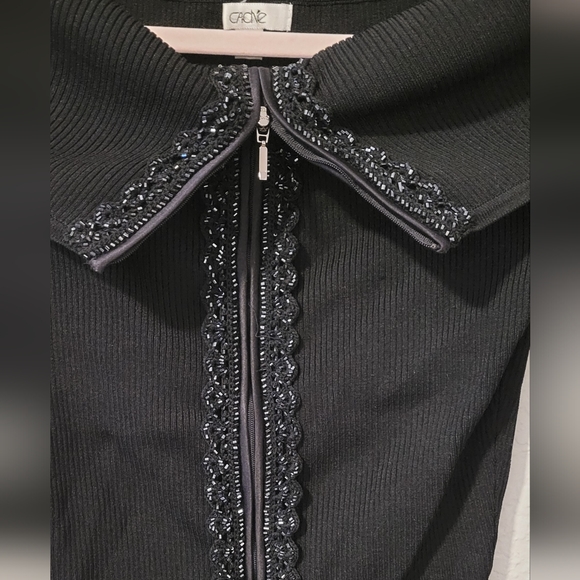 Cache Black Ribbed Knit Sweater - Picture 3 of 3